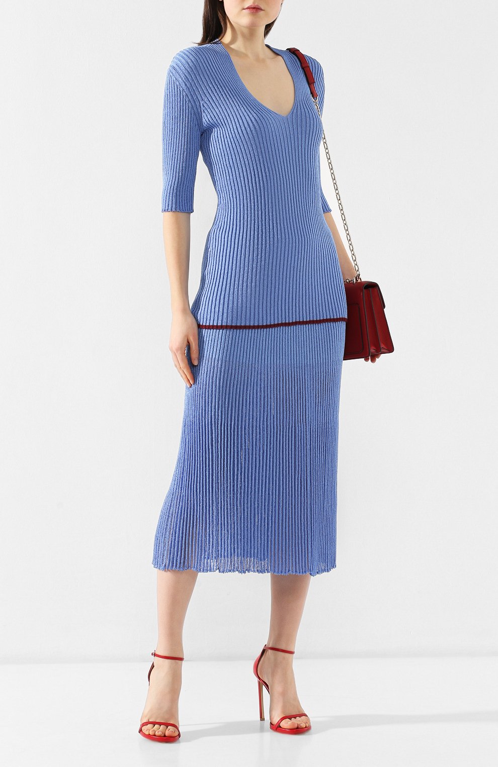 Топ из вискозы VICTORIA BECKHAM голубого цвета по цене 53300 руб., арт. TP KNT 1733 PSS19 DRAPE GAUZE, фото 2 Топ из вискозы VICTORIA BECKHAM, арт. TP KNT 1733 PSS19 DRAPE GAUZE, фото 2