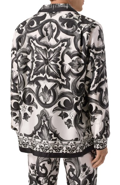 Шелковая рубашка DOLCE & GABBANA черно-белого цвета по цене 241500 руб., арт. G5IF1T/HI1SV, фото 4 Шелковая рубашка DOLCE & GABBANA, арт. G5IF1T/HI1SV, фото 4