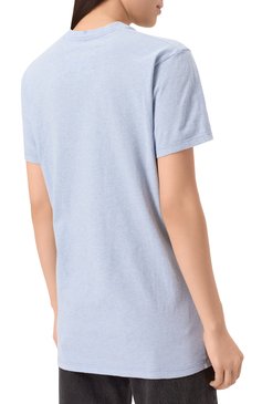 Женская хлопковая футболка MAISON MARGIELA голубого цвета, арт. S50GC0706/M20086 | Фото 4 (Длина (для топов): Стандартные; Материал вн�ешний: Хлопок; Материал сплава: Проставлено; Рукава: Короткие; Драгоценные камни: Проставлено; Стили: Минимализм; Принт: С принтом; Женское Кросс-КТ: Футболка-одежда)