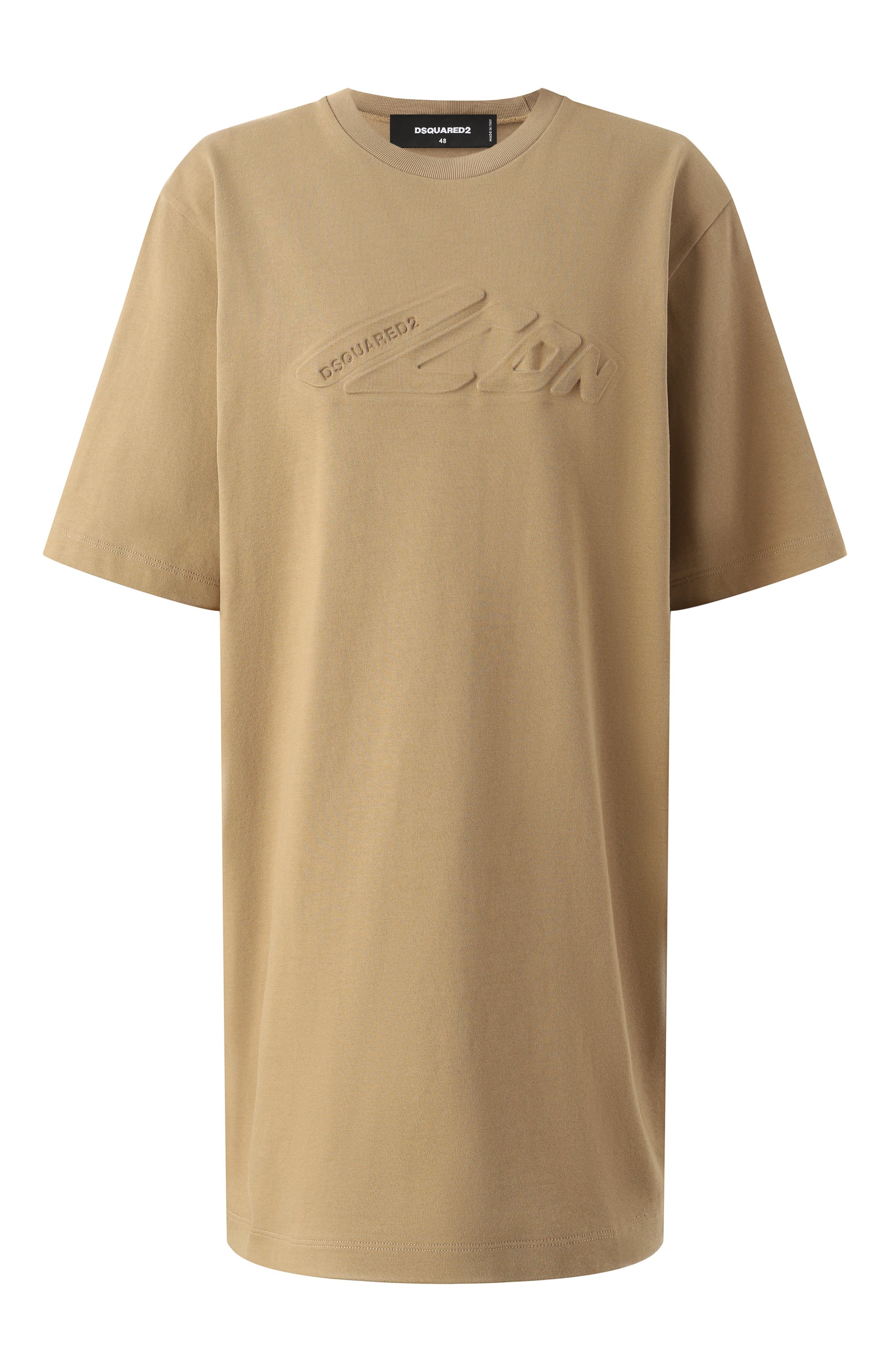 Хлопковое платье DSQUARED2 темно-бежевого цвета по цене 31600 руб., арт. S80CT0046/D20033, фото 1 Хлопковое платье DSQUARED2, арт. S80CT0046/D20033, фото 1