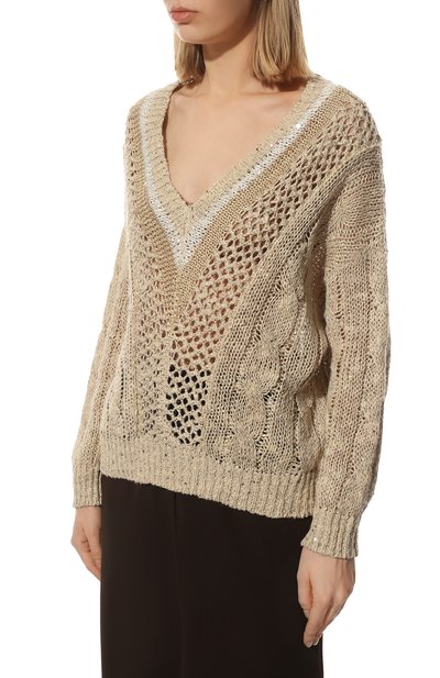 Свитер изо льна и шелка BRUNELLO CUCINELLI, арт. MCK386712, фото 3