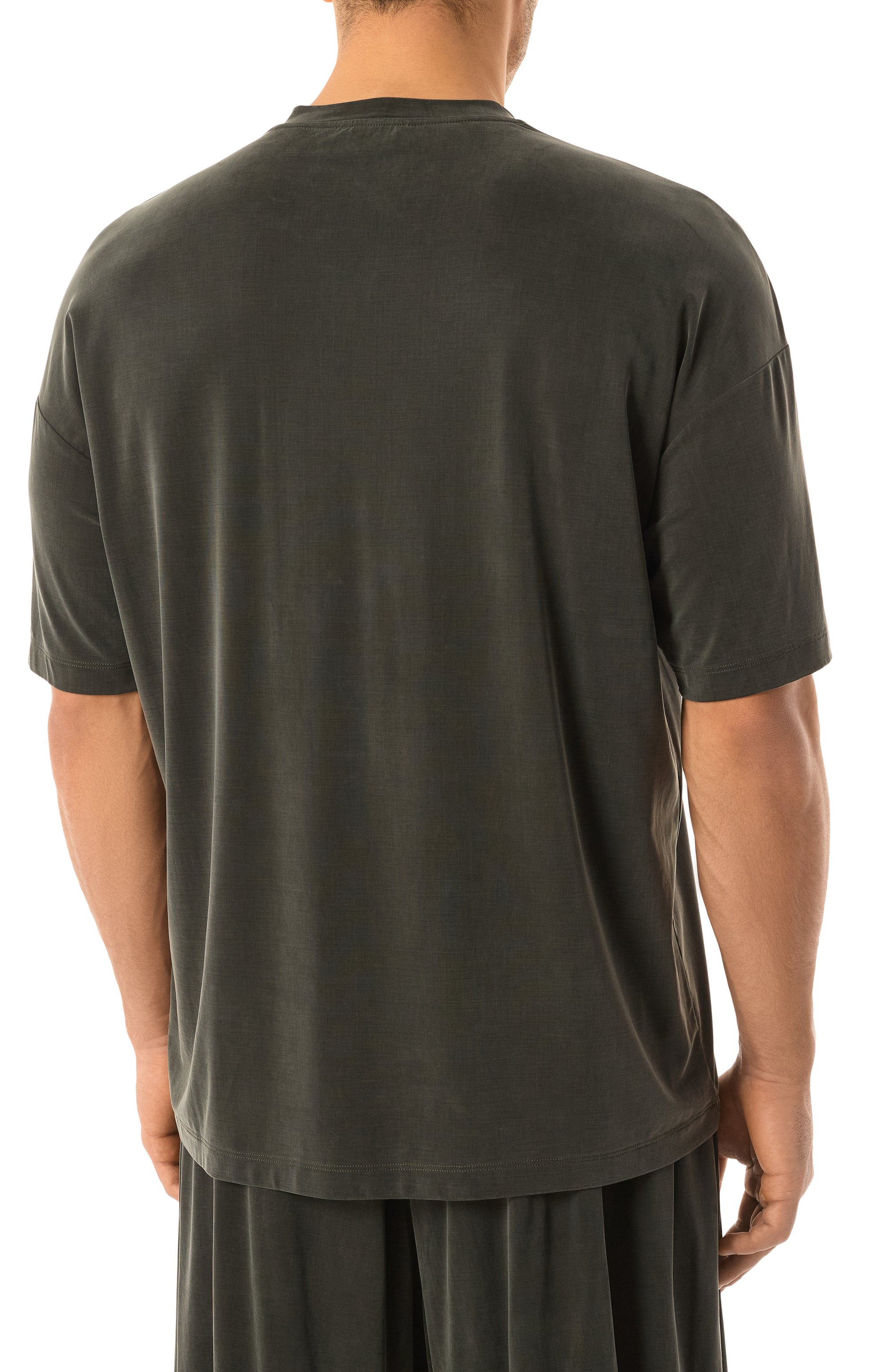 Футболка GIORGIO ARMANI темно-зеленого цвета по цене 67300 руб., арт. GM001246/TE13613, фото 4 Футболка GIORGIO ARMANI, арт. GM001246/TE13613, фото 4