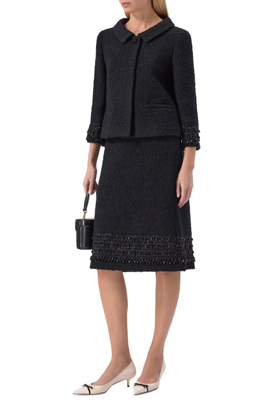 Твидовый жакет Valentino 8B3CE3YP/9VM Чёрный  8B3CE3YP/9VM Фото 2