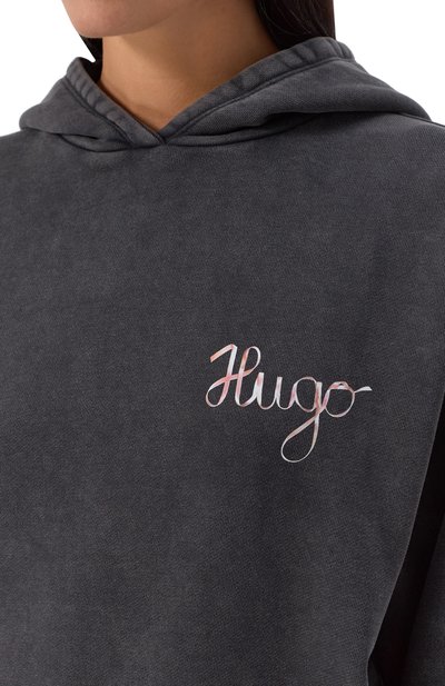 Хлопковое худи HUGO темно-серого цвета по цене 19800 руб., арт. 50544870, фото 5 Хлопковое худи HUGO, арт. 50544870, фото 5
