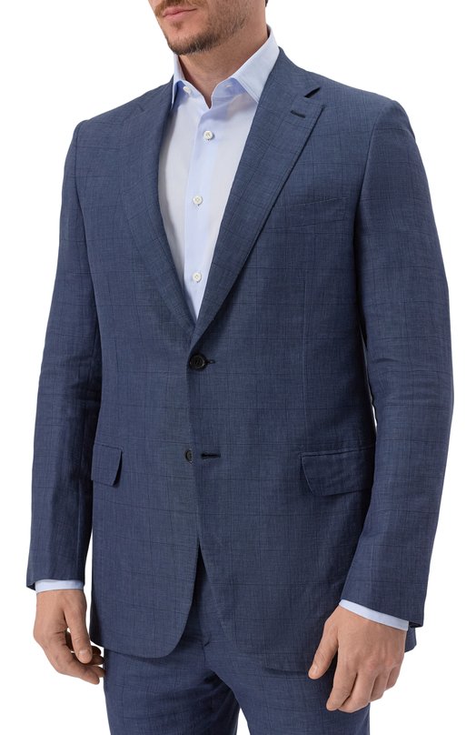 Костюм из смеси шерсти и льна с шелком Brioni RA0J0L/P7AN7/BRUNIC0/2 Синий  RA0J0L/P7AN7/BRUNIC0/2 Фото 4