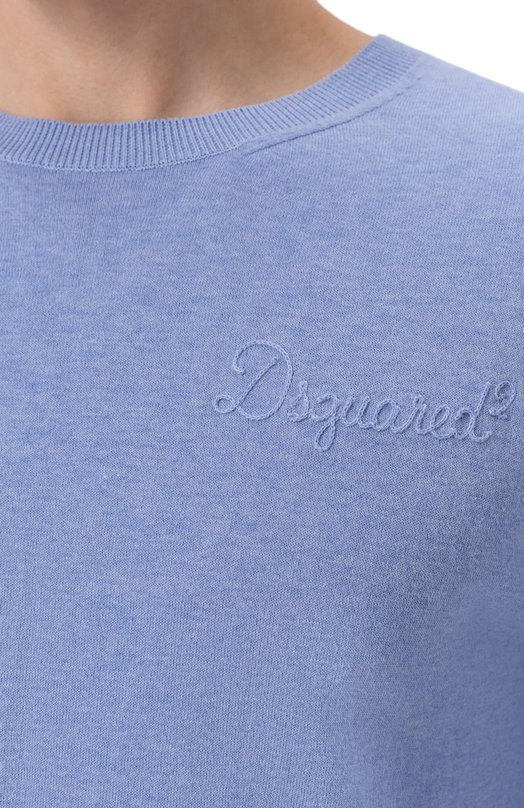 Хлопковый джемпер Dsquared2 S74HA1620/D13200 Голубой  S74HA1620/D13200 Фото 5