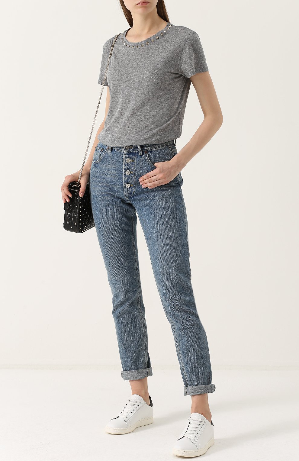 Футболка прямого кроя с шипами VALENTINO, арт. NB3MG03A/2QK, фото 2