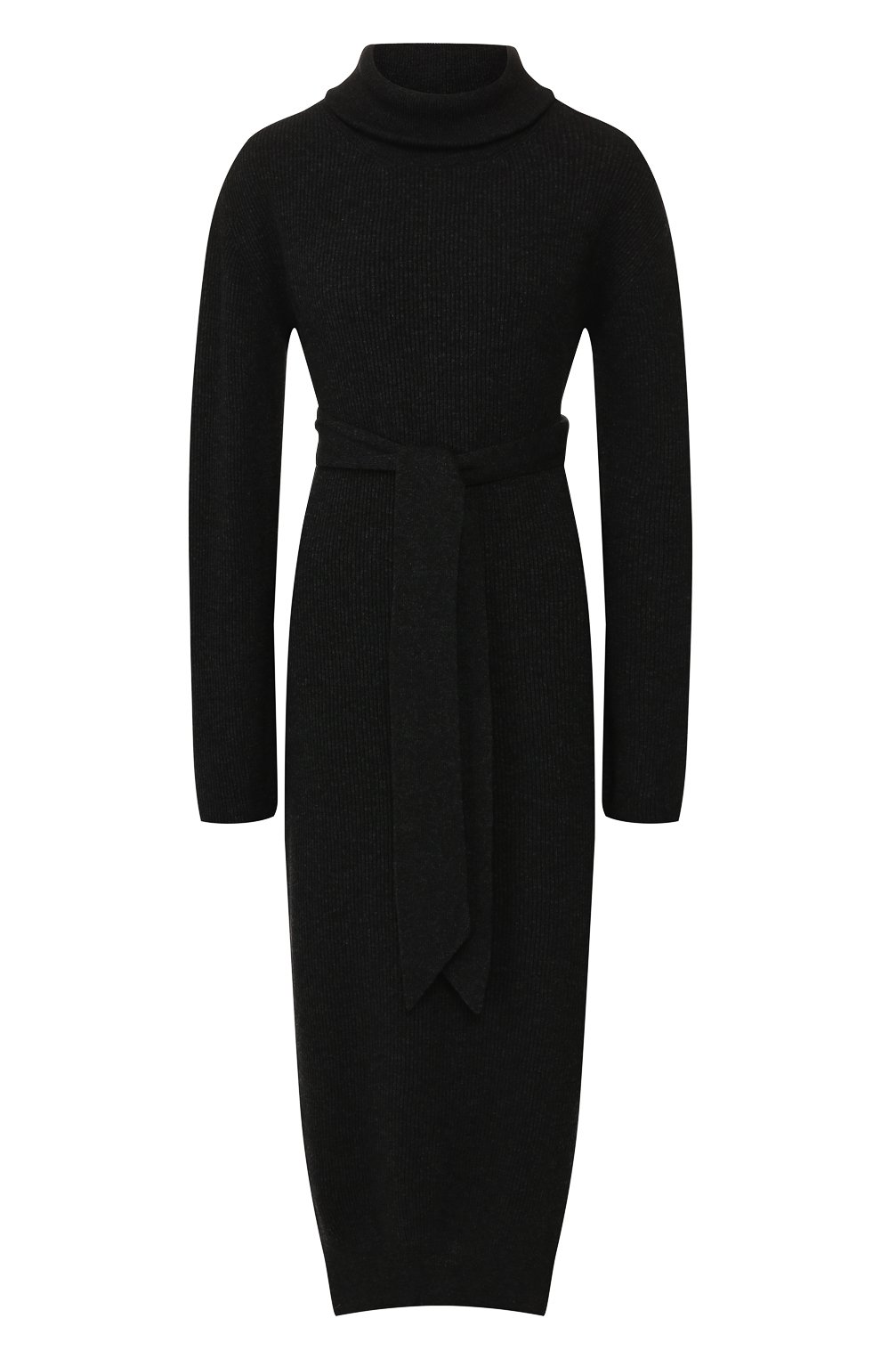Платье с поясом NANUSHKA серого цвета по цене 52050 руб., арт. CANAAN_CHARC0AL_CASHMERE BLEND RIB, фото 1 Платье с поясом NANUSHKA, арт. CANAAN_CHARC0AL_CASHMERE BLEND RIB, фото 1
