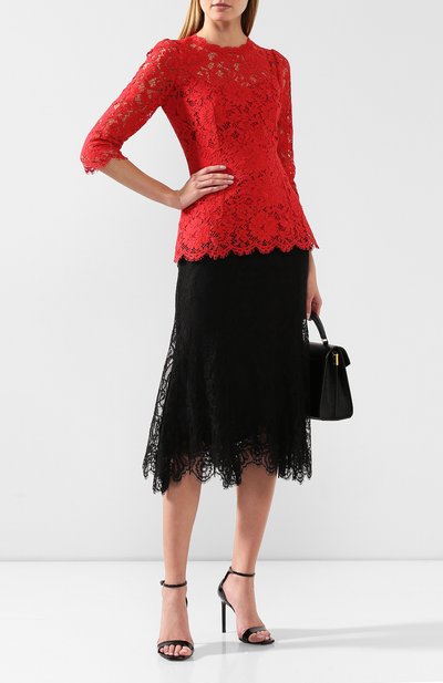 Кружевная юбка DOLCE & GABBANA черного цвета по цене 156500 руб., арт. F4BQ3T/FLMUV, фото 2 Кружевная юбка DOLCE & GABBANA, арт. F4BQ3T/FLMUV, фото 2