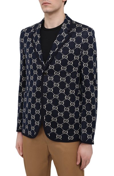 Однобортный хлопковый пиджак с принтом GUCCI, арт. 521889/Z372F, фото 3