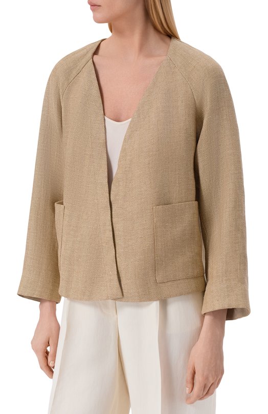 Льняной жакет Lorena Antoniazzi E2623GA20A/5285 Бежевый  E2623GA20A/5285 Фото 3