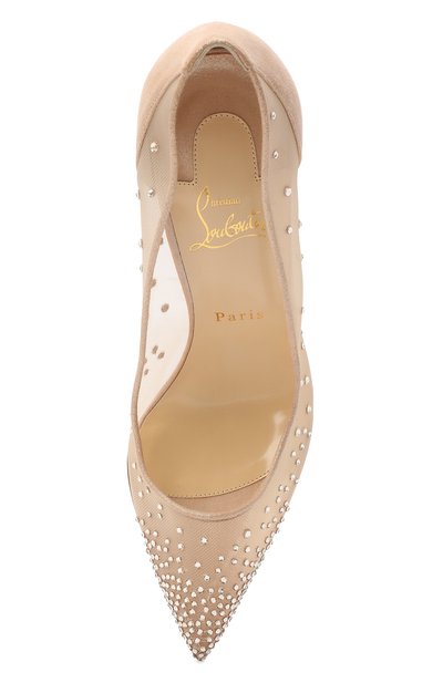 Туфли follies strass 100 CHRISTIAN LOUBOUTIN бежевого цвета по цене 79950 руб., арт. follies strass 100 rete/suede lame, фото 5 Туфли follies strass 100 CHRISTIAN LOUBOUTIN, арт. follies strass 100 rete/suede lame, фото 5