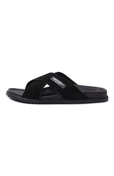 Замшевые шлепанцы dg casual DOLCE & GABBANA черного цвета по цене 78600 руб., арт. A80534/A9R00, фото 3 Замшевые шлепанцы dg casual DOLCE & GABBANA, арт. A80534/A9R00, фото 3