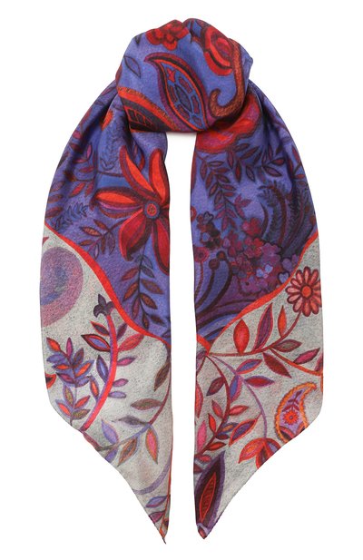 Шелковая шаль орнамент цветы GOURJI, арт. 91147437/554472108, фото 1
