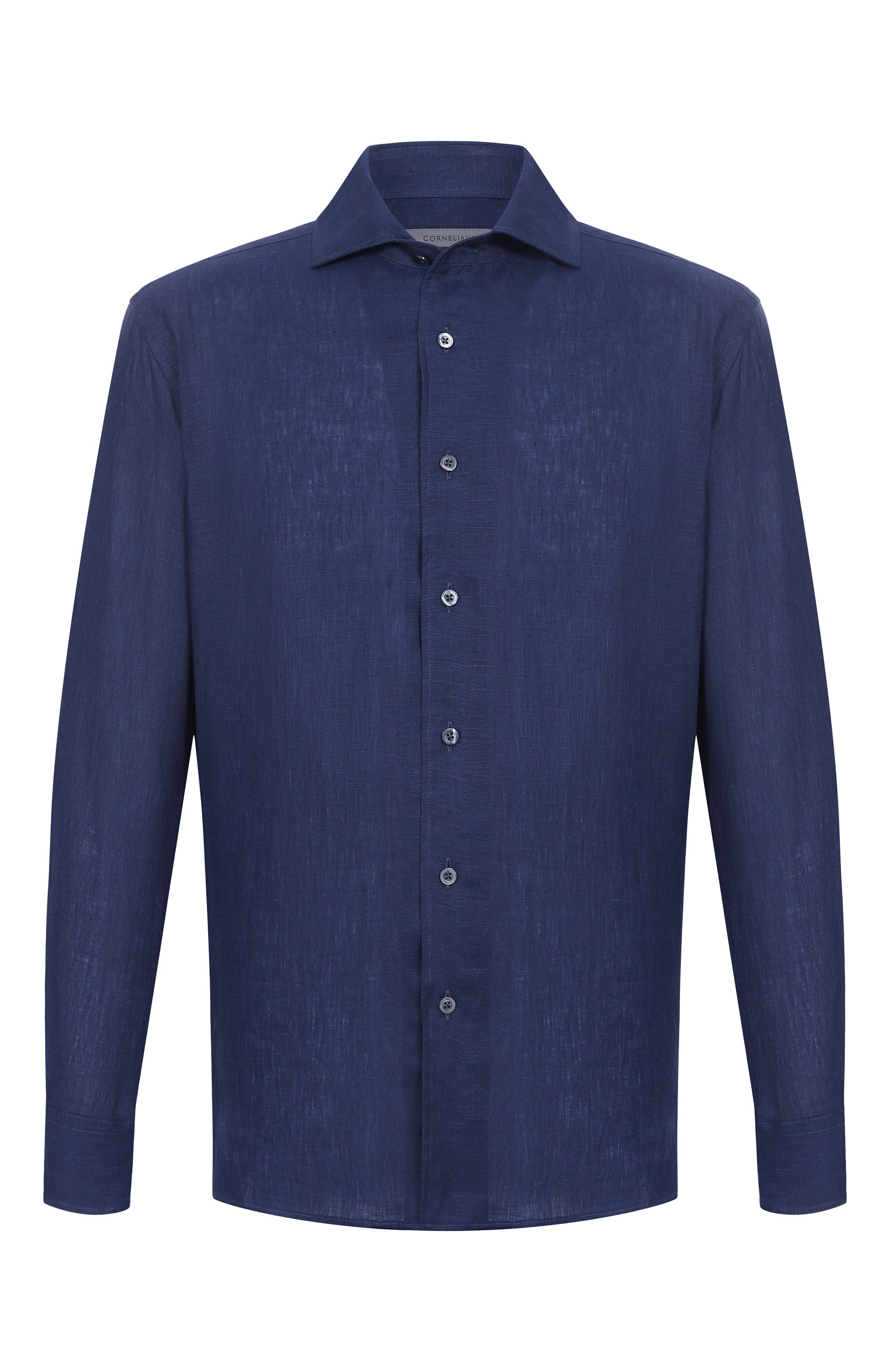 Льняная рубашка CORNELIANI темно-синего цвета по цене 44950 руб., арт. 25P213-2511648, фото 1 Льняная рубашка CORNELIANI, арт. 25P213-2511648, фото 1