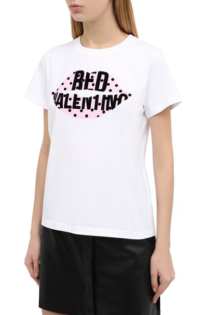 Хлопковая футболка REDVALENTINO белого цвета по цене 15800 руб., арт. UR0MG07Y/5JL, фото 3 Хлопковая футболка REDVALENTINO, арт. UR0MG07Y/5JL, фото 3