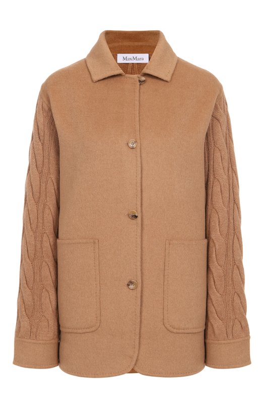 Шерстяное полупальто Max Mara TACC0 Бежевый TACC0