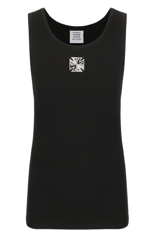 Хлопковая майка VETEMENTS ME76TT159B/1202 RIB Чёрный ME76TT159B/1202 RIB