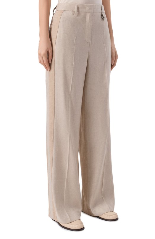 Брюки изо льна и вискозы Lorena Antoniazzi P2638PA01M/5154 Бежевый  P2638PA01M/5154 Фото 3