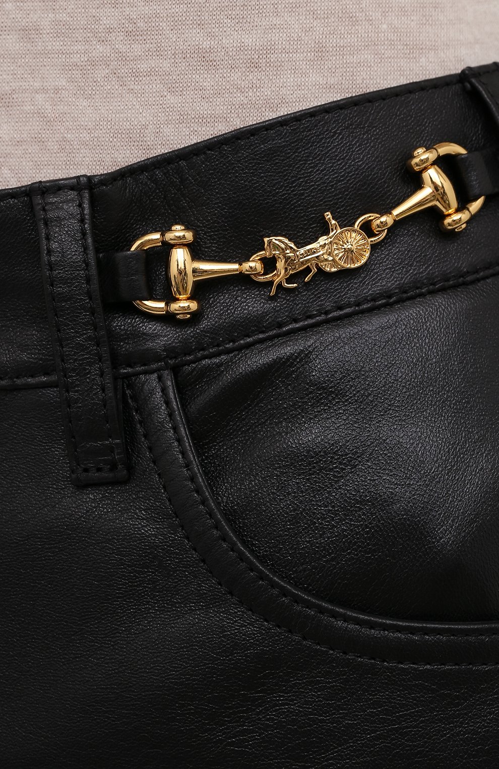 Кожаные брюки CELINE черного цвета по цене 277500 руб., арт. 2G238280D, фото 5 Кожаные брюки CELINE, арт. 2G238280D, фото 5