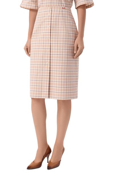 Хлопковая юбка PRADA бежевого цвета по цене 217000 руб., арт. P122IRS000/171C, фото 3 Хлопковая юбка PRADA, арт. P122IRS000/171C, фото 3