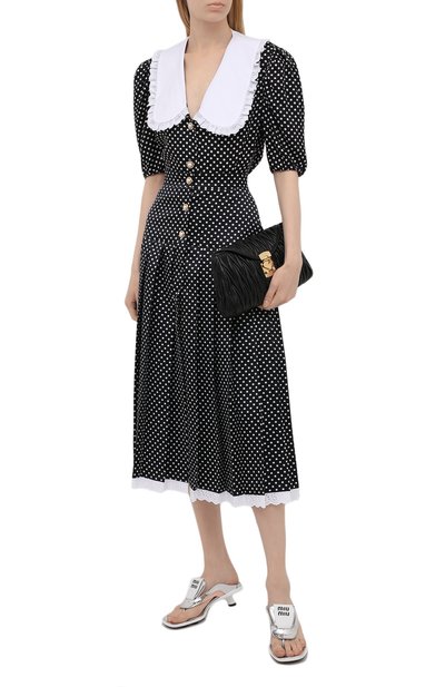 Шелковая блузка MIU MIU черно-белого цвета по цене 99000 руб., арт. MK1579-X9H-F0967, фото 2 Шелковая блузка MIU MIU, арт. MK1579-X9H-F0967, фото 2