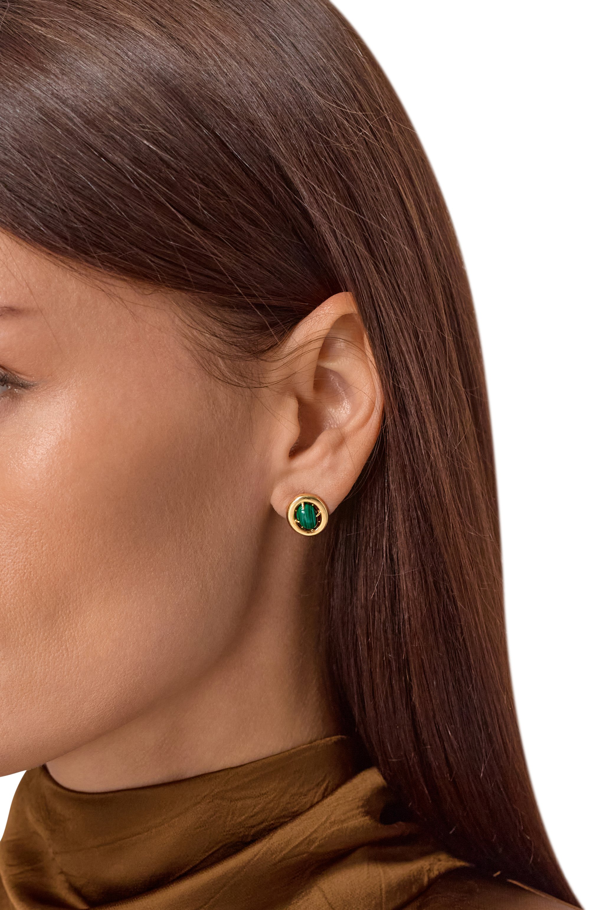 Серьги-пусеты ai с малахитами MOONKA, арт. AI-925YG-ST00-MLH, фото 2