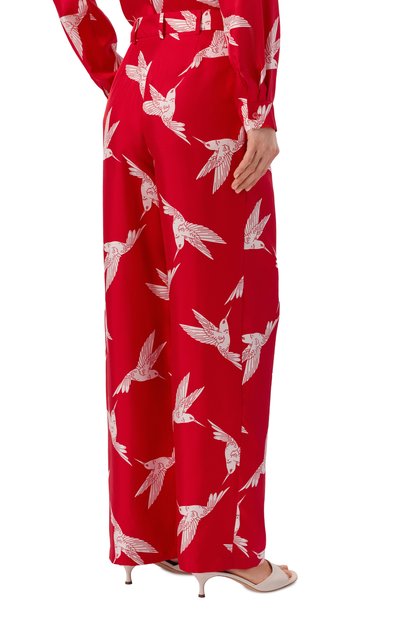 Шелковые брюки OLOLOL красного цвета по цене 45000 руб., арт. OLP066/6010.COLIBRI600, фото 4 Шелковые брюки OLOLOL, арт. OLP066/6010.COLIBRI600, фото 4
