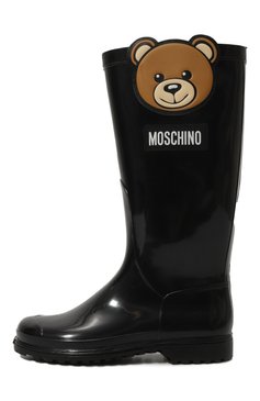 Мужского резиновые сапоги MOSCHINO черного цвета, арт. 77505/28-35 | Фото 2 (Региональные ограничения белый список (Axapta Mercury): Не проставлено; Материал внутренний: Натуральная кожа, Текстиль; Нос: Не проставлено; Кросс-КТ: резиновые; Материал внешний: Пластик, Резина)