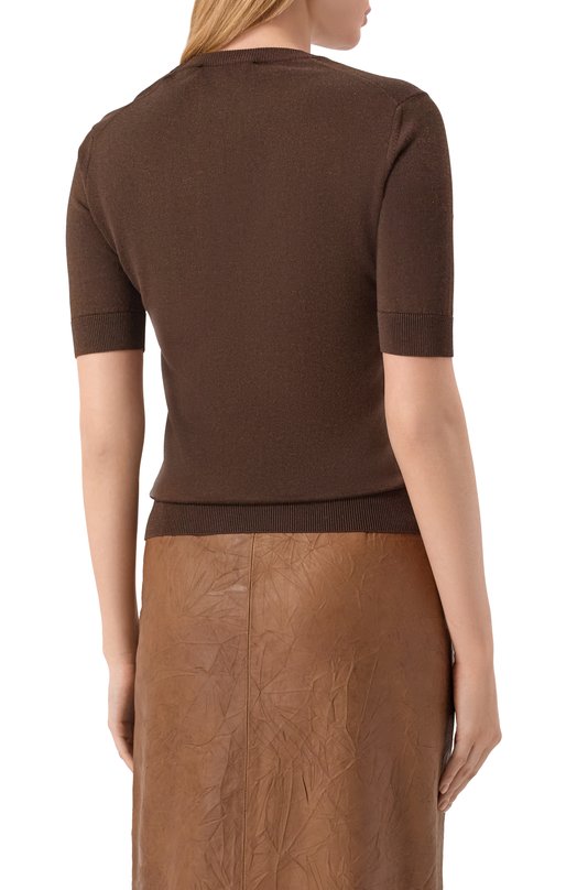 Пуловер из вискозы и хлопка Dolce & Gabbana FXG26T/JFMEB Коричневый  FXG26T/JFMEB Фото 4