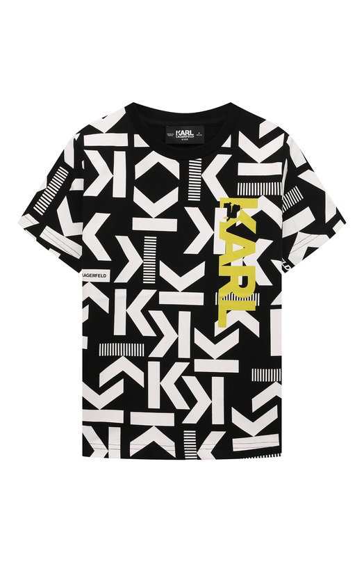 

Хлопковая футболка Karl Lagerfeld Kids, Чёрно-белый
