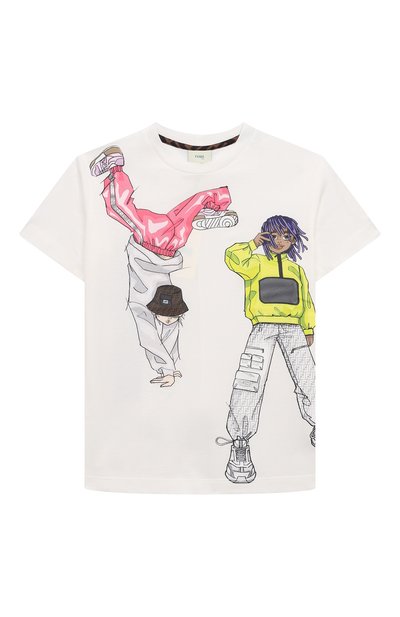 Хлопковая футболка FENDI, арт. JMI434/7AJ/4-6