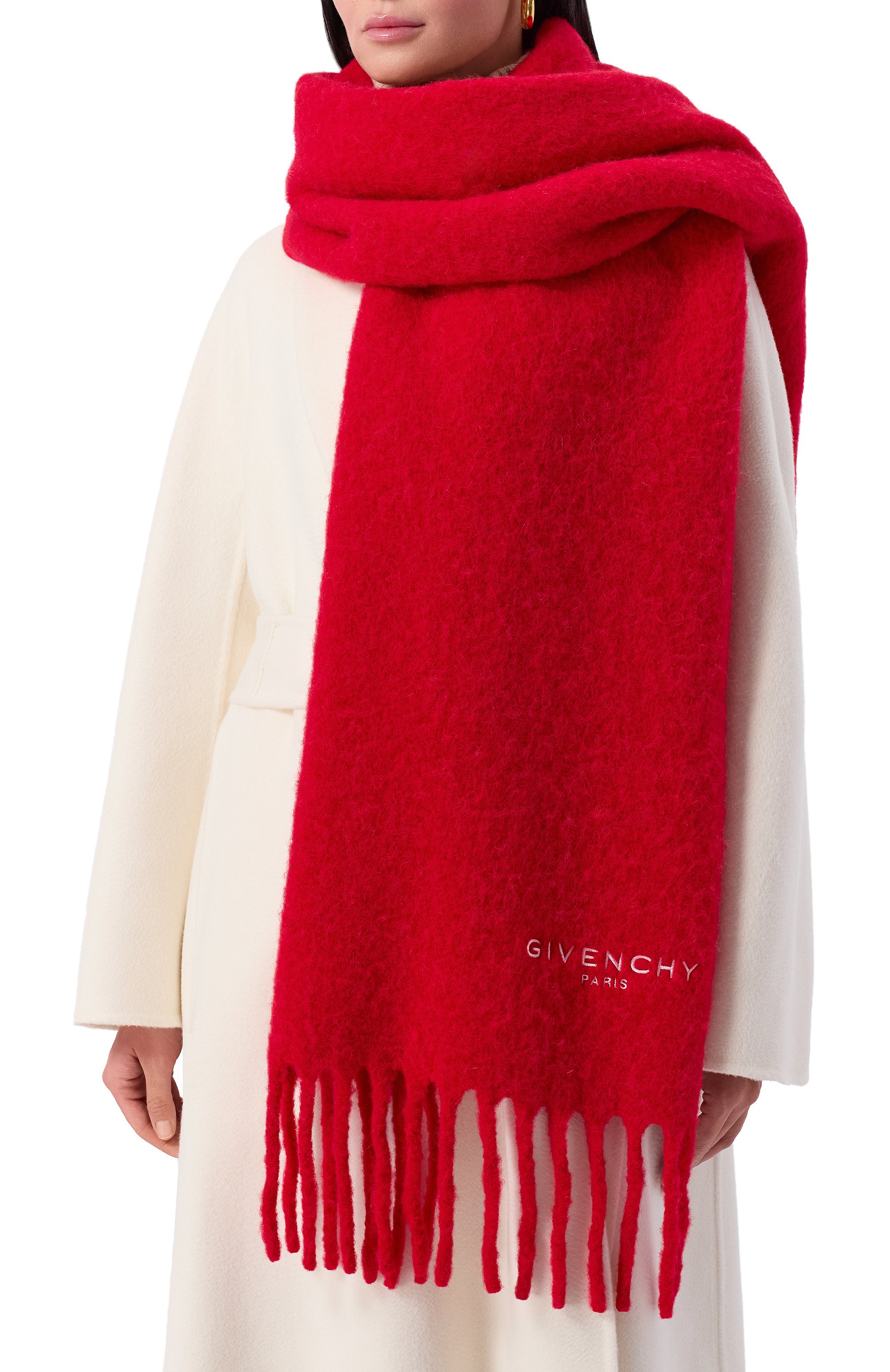 Шерстяной шарф GIVENCHY красного цвета по цене 49950 руб., арт. 710009364, фото 2 Шерстяной шарф GIVENCHY, арт. 710009364, фото 2