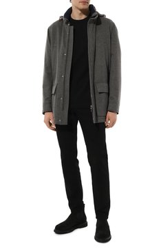 Мужская кашемировая куртка BRUNELLO CUCINELLI темно-серого цвета, арт. MM4006400 | Фото 2 (Рукава: Длинные; Материал внешний: Кашемир, Шерсть, Синтетический материал; Драгоцен�ные камни: Проставлено; Материал сплава: Проставлено; Стили: Кэжуэл; Мужское Кросс-КТ: шерсть и кашемир, утепленные куртки; Материал подклада: Шелк; Длина (верхняя одежда): До середины бедра; Кросс-КТ: Утепленные)