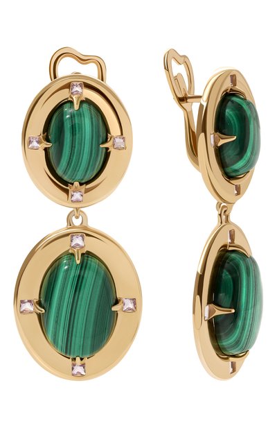 Двойные серьги с малахитом и аметистами MOONKA, арт. ai-bg-her-mal, фото 1