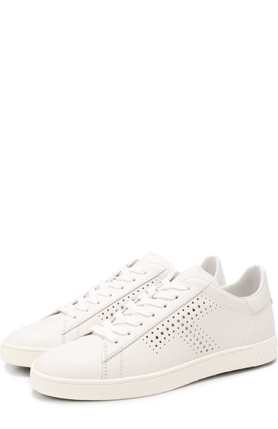 Кожаные кеды с перфорацией на шнуровке TOD’S, арт. XXW12A0T49008VB001, фото 1