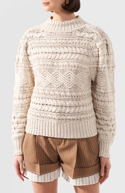 Свитер из смеси хлопка и льна ISABEL MARANT бежевого цвета по цене 52050 руб., арт. PU1238-20P048I/MA0, фото 3 Свитер из смеси хлопка и льна ISABEL MARANT, арт. PU1238-20P048I/MA0, фото 3
