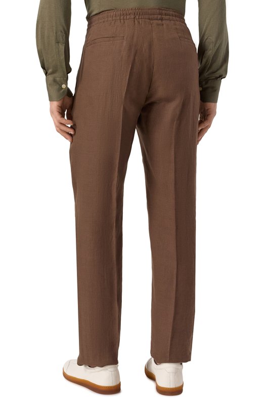 Льняные брюки Kiton UPN01H0928616 Коричневый  UPN01H0928616 Фото 4