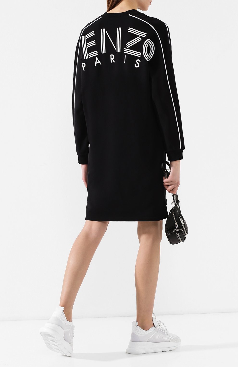 Хлопковое платье KENZO черного цвета по цене 32400 руб., арт. 2R0896952, фото 2 Хлопковое платье KENZO, арт. 2R0896952, фото 2