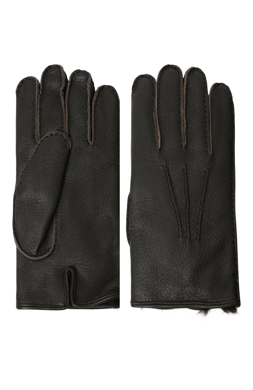 Кожаные перчатки MOORER темно-коричневого цвета по цене 54300 руб., арт. GE0FFREY-P1/M0UGU100015, фото 2 Кожаные перчатки MOORER, арт. GE0FFREY-P1/M0UGU100015, фото 2