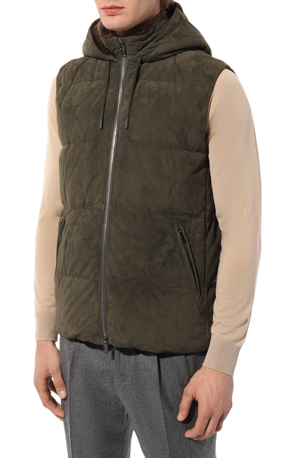 Пуховый жилет с отделкой из нутрии MVST, арт. 22538, фото 3