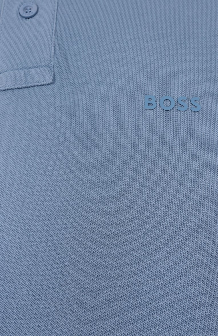 Мужское хлопковое поло BOSS ORANGE голубого цвета, арт. 50507813 | Фото 6 (Длина (для топов): Стандартные; Материал внешний: Хлопок; Рукава: Короткие; Стили: Кэжуэл; Мужское Кросс-КТ: Футболка-одежда; Принт: Без принта; Застежка: Пуговицы; Автоматизация ТО: Проставлено; Детали: Без декора; Автоматизация состава: Проставлено)