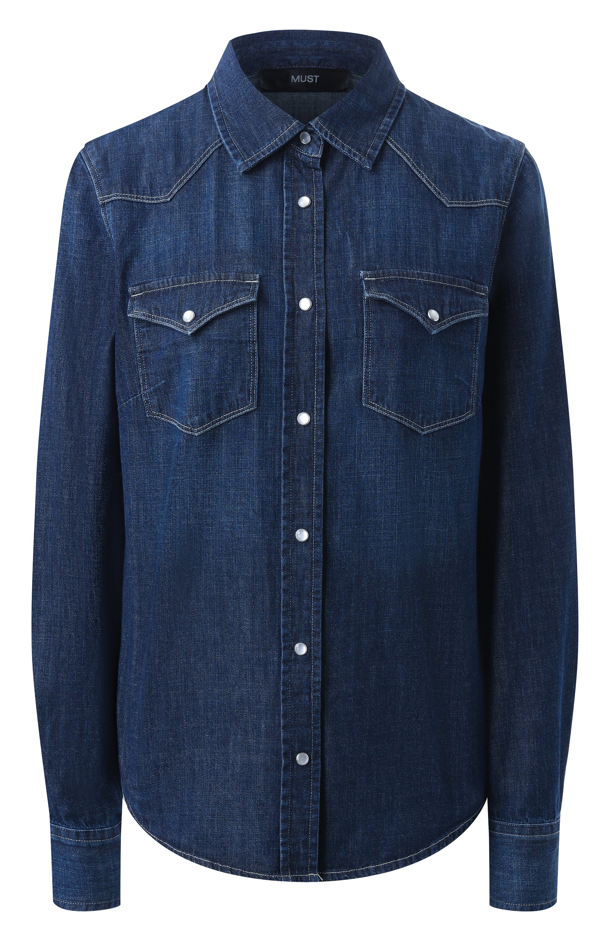 Джинсовая рубашка MVST темно-синего цвета по цене 81900 руб., арт. C0DY/B059, фото 1 Джинсовая рубашка MVST, арт. C0DY/B059, фото 1