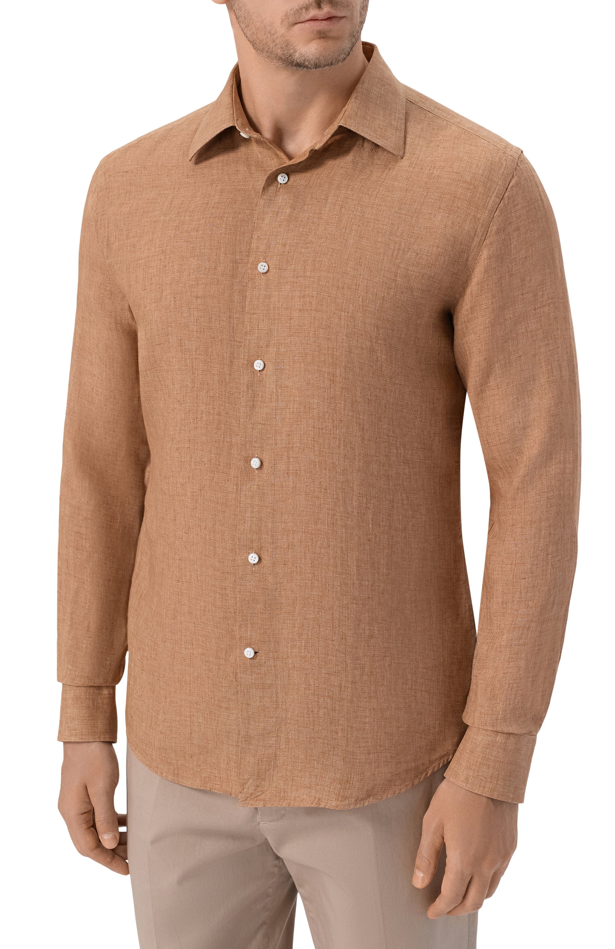 Льняная рубашка BOSS CAMEL, арт. 50560284, фото 3