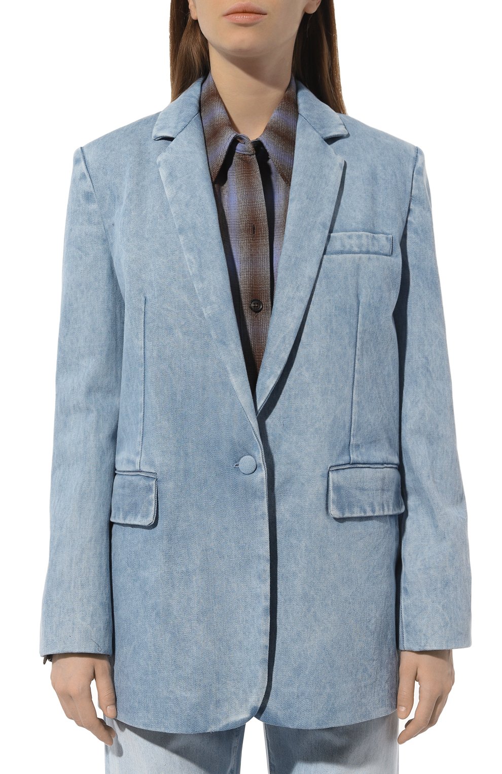 Джинсовый жакет DONDUP голубого цвета по цене 99500 руб., арт. DJ610/DFE238D HI4, фото 3 Джинсовый жакет DONDUP, арт. DJ610/DFE238D HI4, фото 3