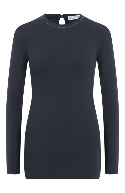 Хлопковый лонгслив Brunello Cucinelli MPTC8BJ300 Синий MPTC8BJ300