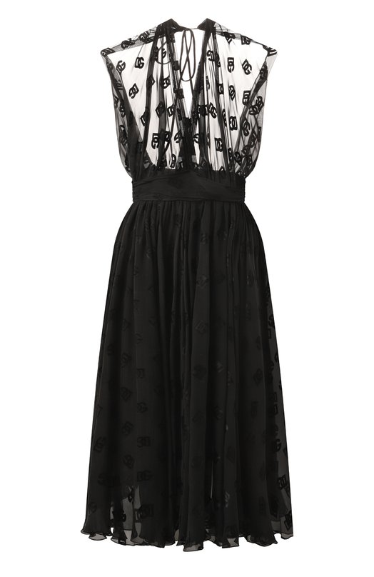 Платье из вискозы и шелка Dolce & Gabbana F6DLMT/FJTBR Чёрный F6DLMT/FJTBR