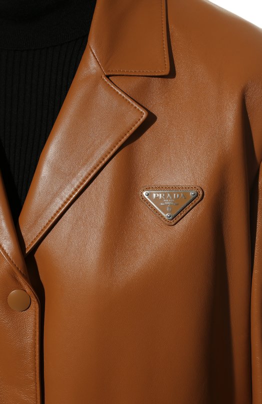 Кожаный жакет Prada 55800-08P-F0018 Коричневый  55800-08P-F0018 Фото 5