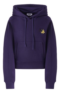 Женский хлопковое худи MSGM фиолетового цвета, арт. 3841MDM139/257001 | Фото 1 (Драгоценные камни: Проставлено; Материал сплава: Проставлено; Материал внешний: Хлопок; Длина (для топов): Стандартные; Рукава: Длинные; Стили: Спорт-шик; Женское Кросс-КТ: Худи-одежда)