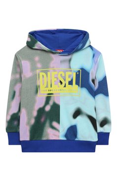 Детский хлопковое худи DIESEL разноцветного цвета, арт. J01369/KYAV1 | Фото 1 (Рукава: Длинные; Материал сплава: Проставлено; Материал внешний: Хлопок; Драгоценные камни: Проставлено)